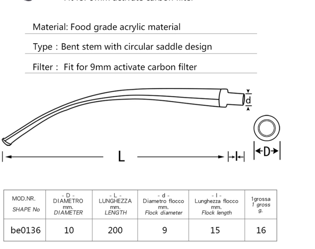 Long Bent Stem Replacement Tobacco Pipe Mouthpiece For 9 mm Filters DIY Pipes