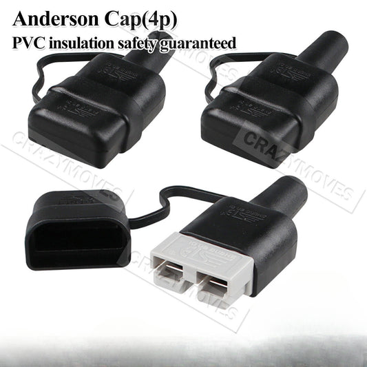 4x Waterproof 50A Anderson Plug Dust Cable Sheath Cover Black With Cap