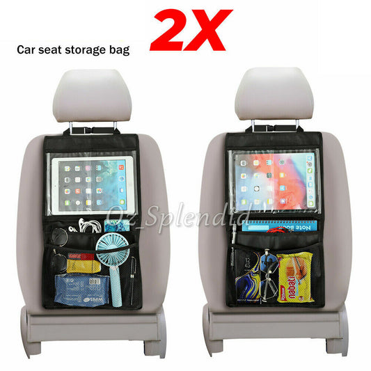 2x Car Seat Back Storage Bag Kid Tidy Organizer iPad Galaxy Tab Holder Travel