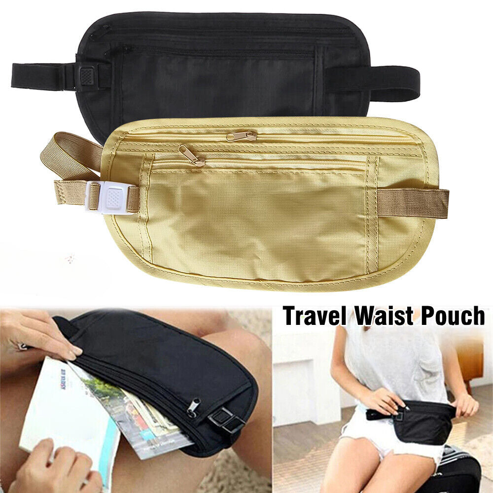 Travel Passport Waist Money Security Bag Pouch Belt Secure Ticket & Card Wallet