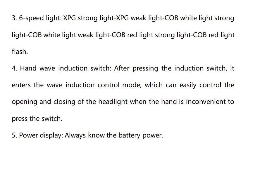 XPG+COB LED Headlamp Wave Induction 1000mAh Waterproof Outdoor Head Flashligh