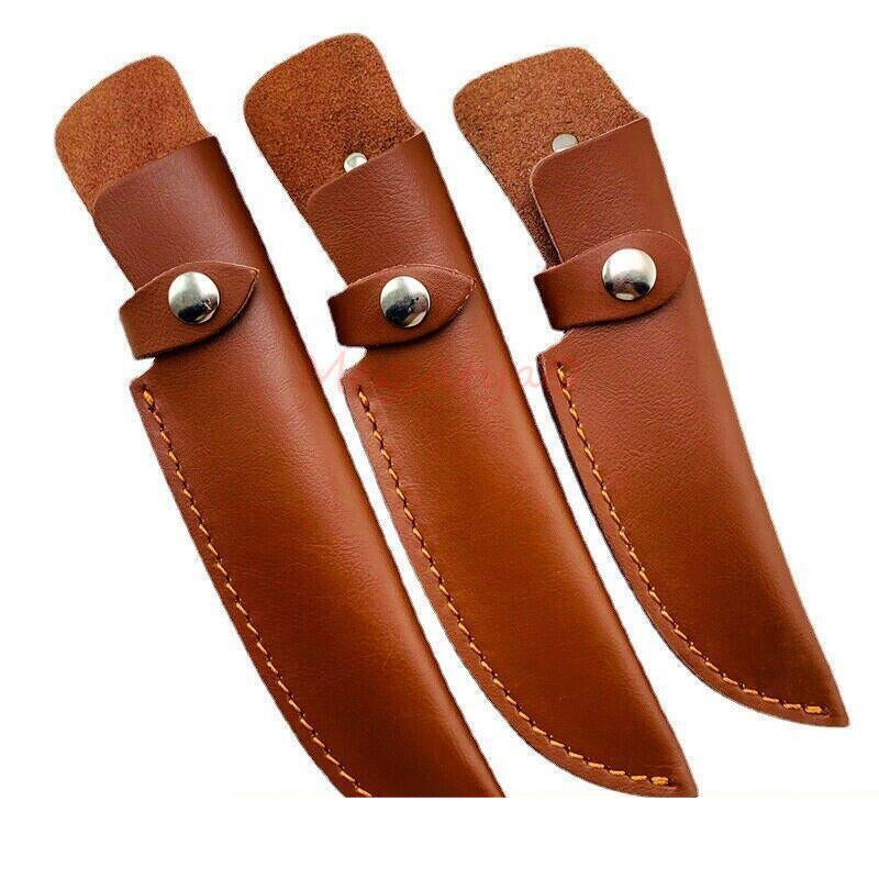 Portable Cowhide Leather Straight Knife Sheath Pouch Cover For Fixed Blade Cover