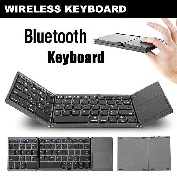 Mini Wireless Bluetooth Keyboard With Touchpad For iPad Samsung Tablet Foldable