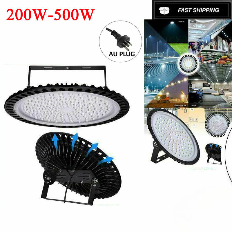 LED High Bay Light 500W 300W 200W Warehouse Led Shop Lamp Fixture UFO w/ AU Plug