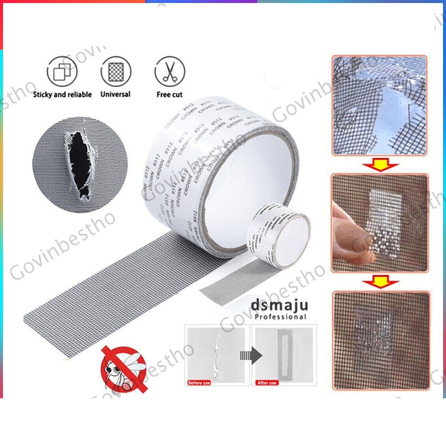 Window Door Repair Tape Fly Screen Insect Repellent Repair Tape SelfAdhesive 2M