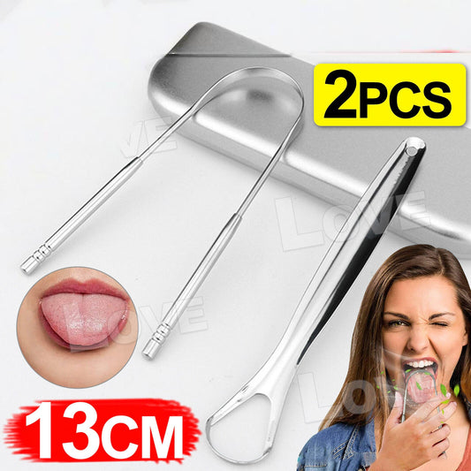 Tongue Tounge Cleaner Scraper Dental Care Oral Hygiene Mouth Kit Stainless Steel