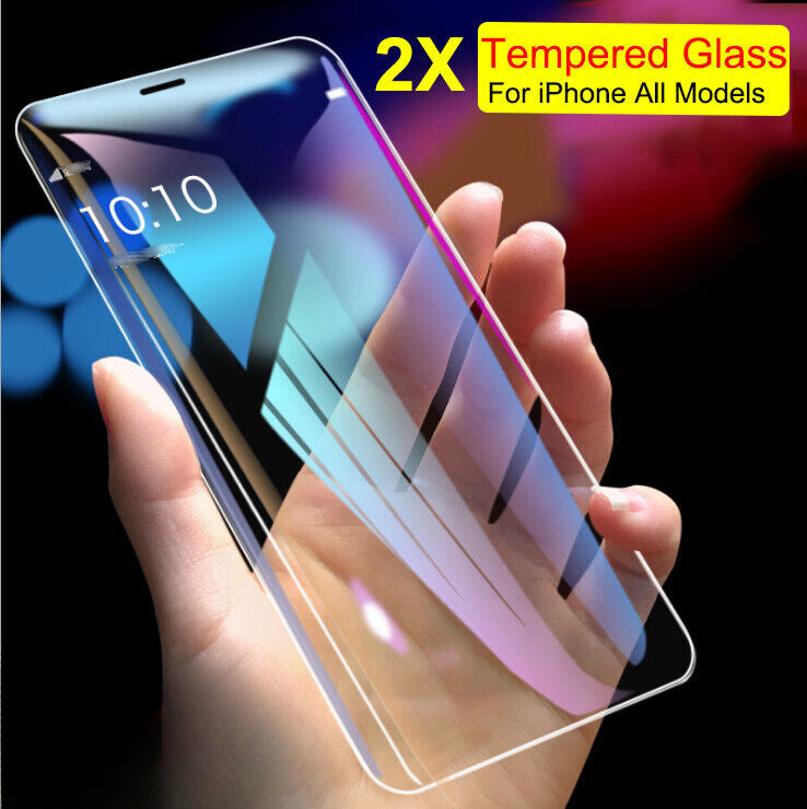 2X Tempered Glass Screen Protector For iPhone X MAX XR 7 8 11 12 13 14 Pro Max