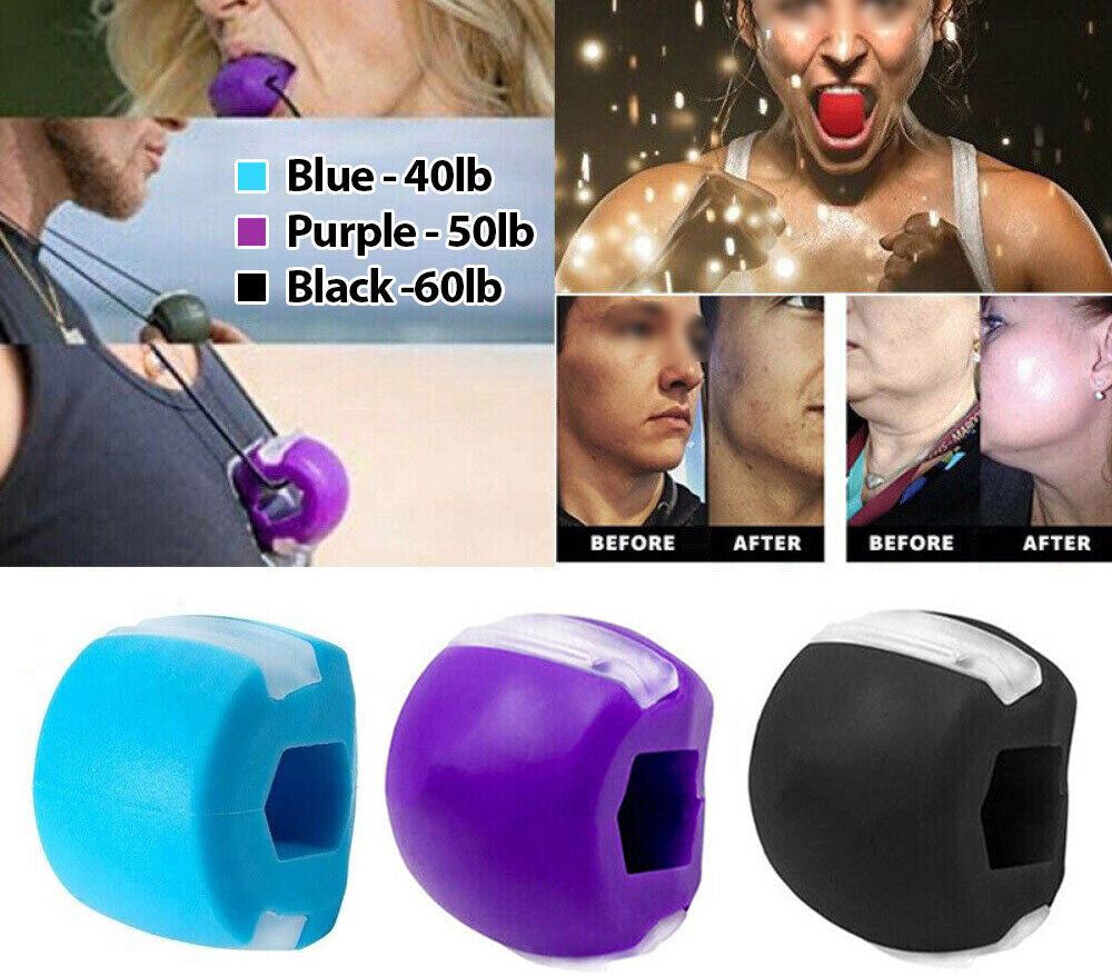 Jawline Exerciser Neck Toner Jaw Training Fitness Ball Face Muscle Trainer Kit