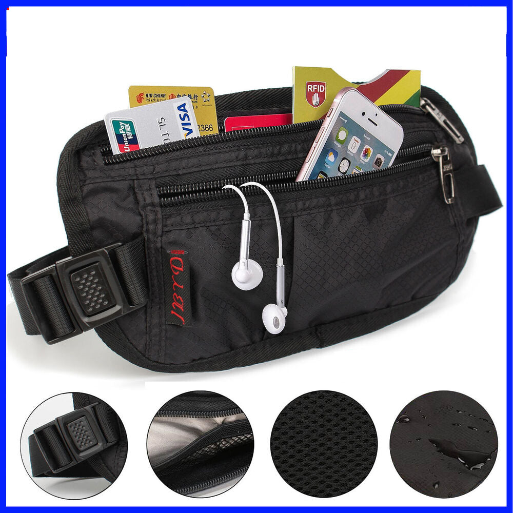 Travel Passport Waist Pouch Security Bag Blocking Cards Wallet & Money Belt