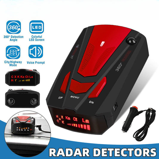 360° Car GPS Speed Radar Detectors 12V Voice Camera Alert Warning Speedometer