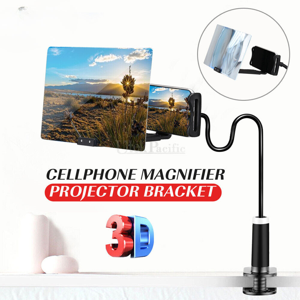 NEW 3D Mobile Phone Screen Magnifier 12" HD Video Amplifier for Smartphone Stand