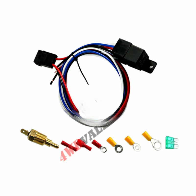 Thermo Radiator Fan Sensor Temp Controller Switch 12V Wiring Relay Kit