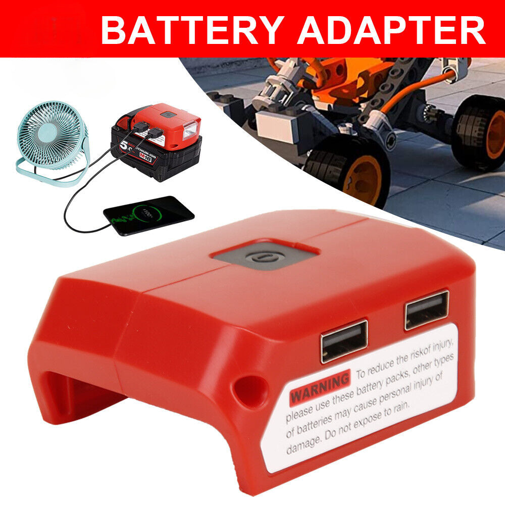 USB Charger Battery Adapter Led Light 18V-20V Power Source For Milwaukee M18