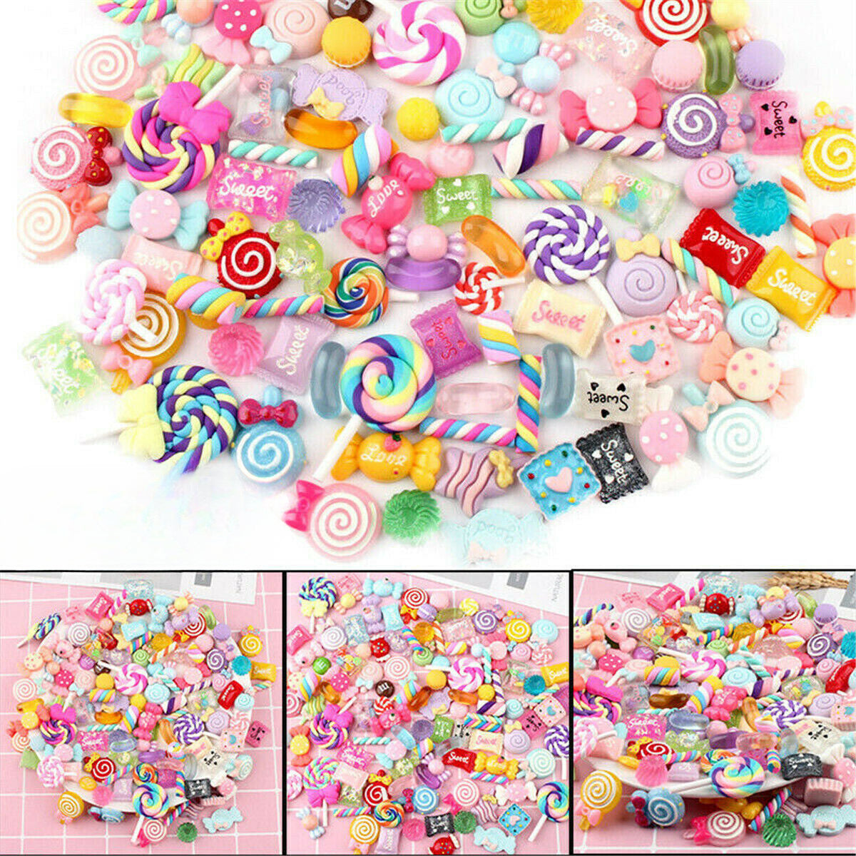 30x Candy Colorful Cute Bead Resin Charms Pendant DIY Handmade Jewelry Making