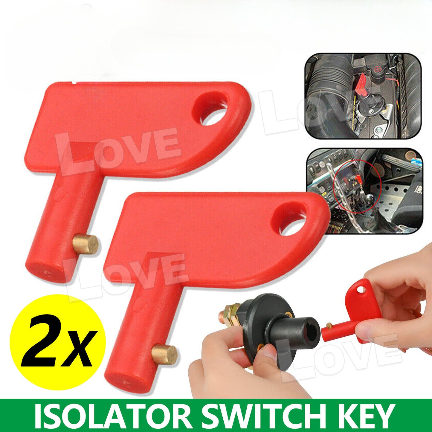 2X Battery Car Off Spare Switch Universal Key Cut Power Isolator Kill