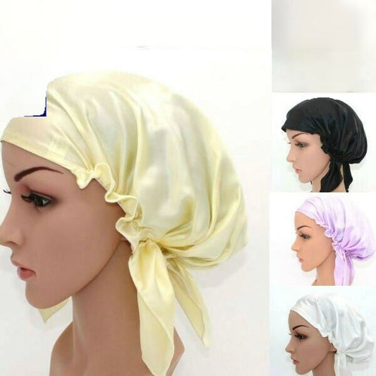 Pure Silk Womens Sleep Cap Hat Wrap Hot Hair Care Elastic Sleeping Bonnet Night