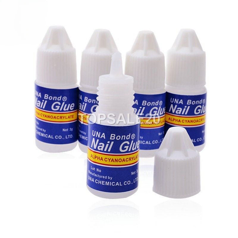 5 Pcs 3g Nail Art Glue Acrylic UV Gel Fake Nails Sticker Tip Polish Manicure