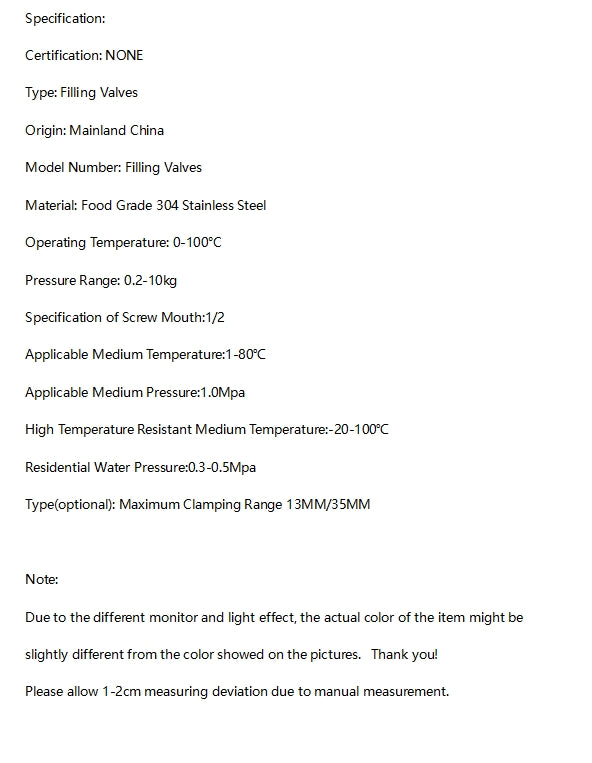 304 Stainless Steel Filling Valve Fully Automatic 1/2 Inch Mini for Water Tanks