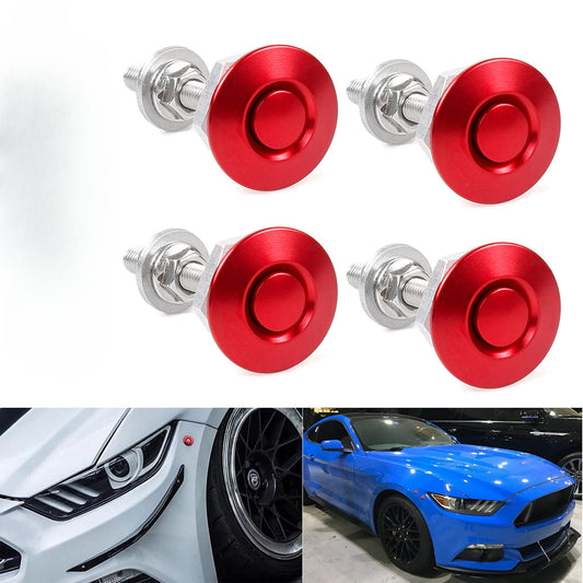 4X Quick Release Latch Lock Bonnet Push Button Catch Hood Pins Protectors Red