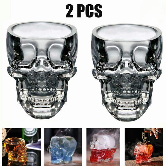 2X Crystal Vodka Whiskey Shot Skull Head Glass Cup Drinkware For Home Party