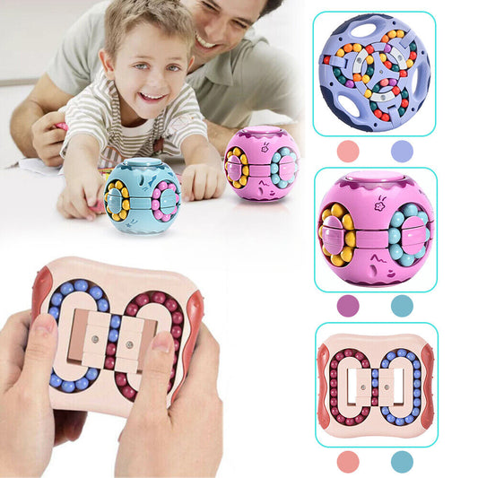 Intelligence Fidget Rotating Kid Finger Toy Stress Relief Magic Bean Cube Puzzle