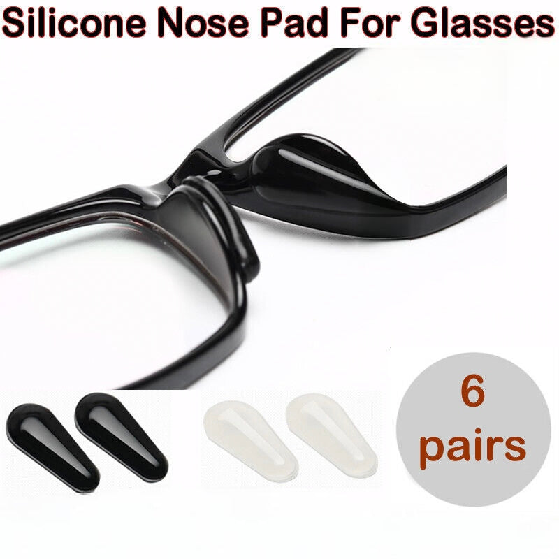 Latest 6 Pairs Silicone Nose Pads Anti Slip Stick-On for Sunglasses Glasses -NEW