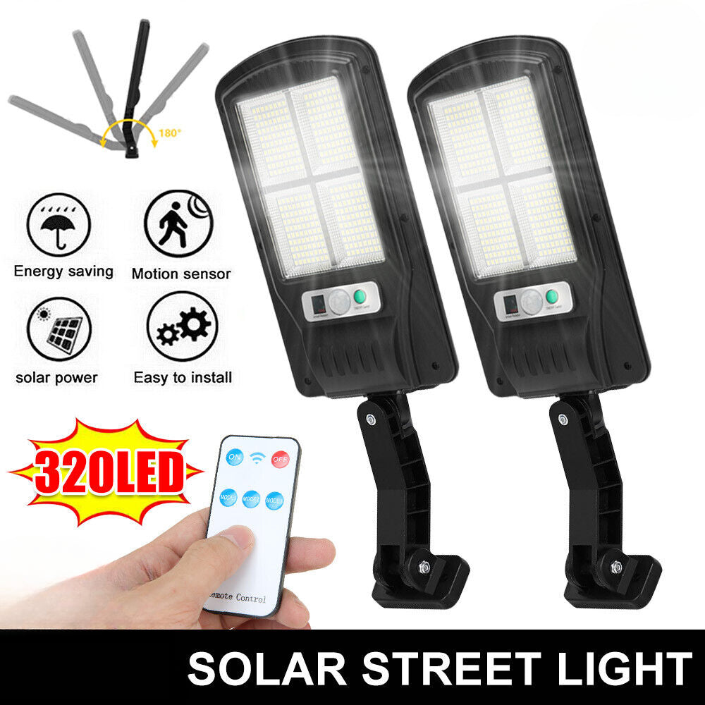 1 set Waterproof Solar Motion Sensor Light Wall Security Garden Flood Lamp 320 LED