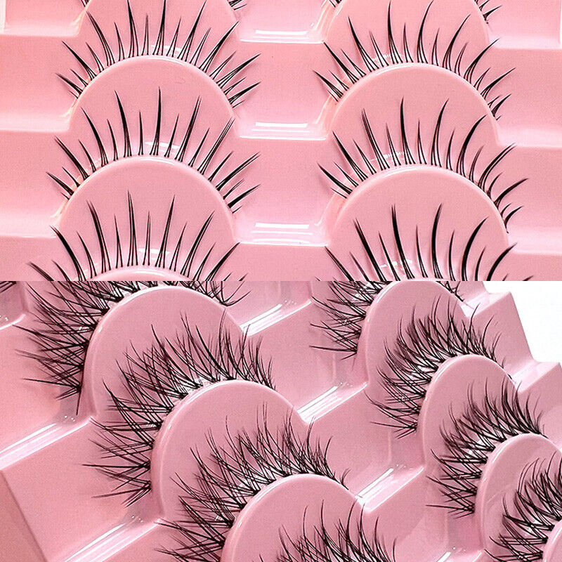 10 Pairs Faux Mink Fake Eyelashes Natural Short Cross Wispy Makeup False Lashes