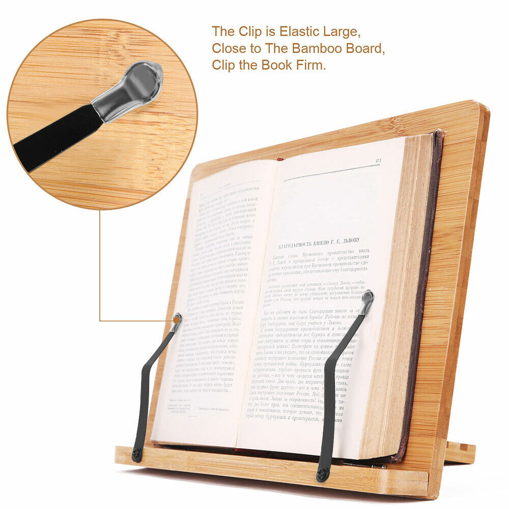 Portable Book Stand Bamboo Reading Rest Cook Document Holders Study Bookrest OZ