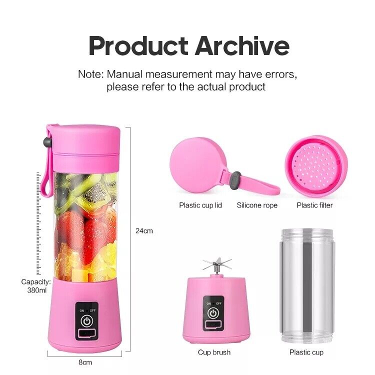 Rechargeable PORTABLE USB ELECTRIC FRUIT JUICER SMOOTHIE BLENDER TRAVEL BOTTLE