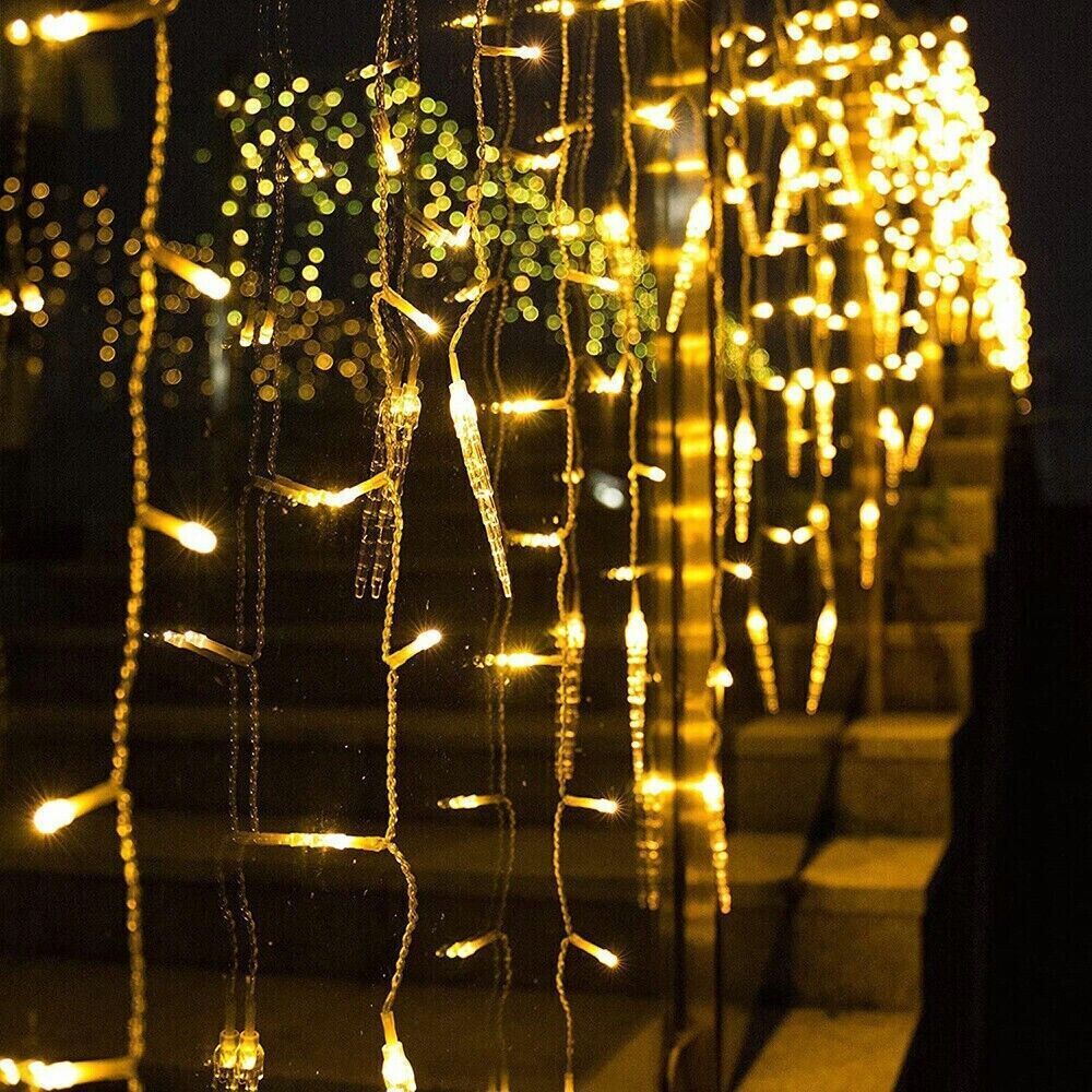 LED Icicle Falling Rain Curtain Fairy String Lights Outdoor Christmas Xmas Party