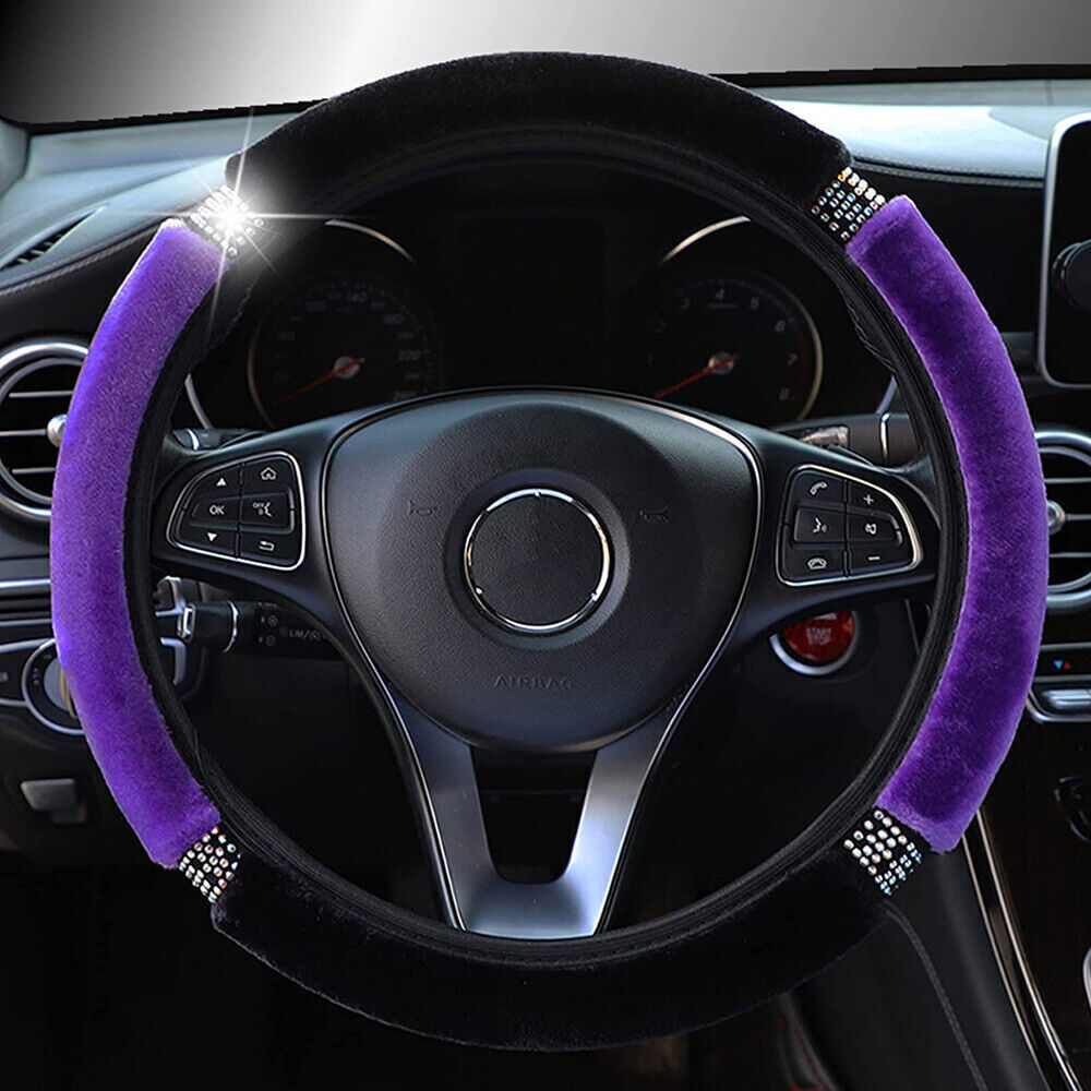 Purple Car Parts Steering Wheel Cover Rhinestone Anti-slip Protector Accessories