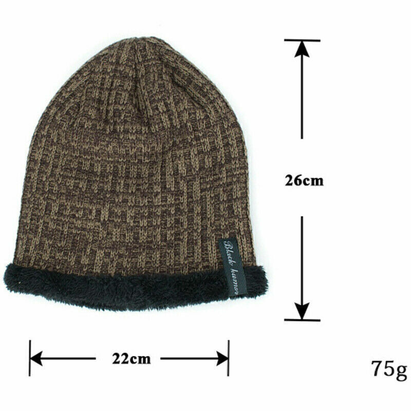 Winter Knitted Hat Men Women Warm Thick Beanie Fleece Ski Cap Outdoor Thermal