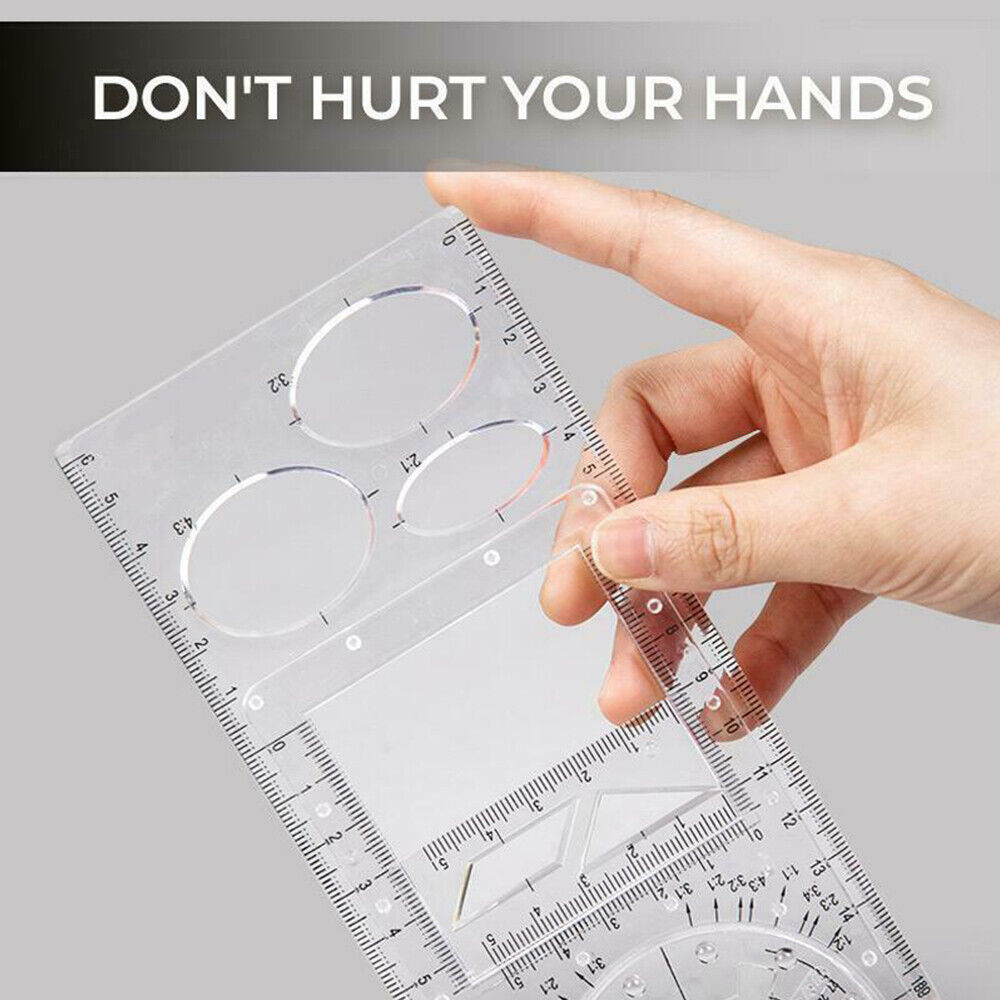 Multifunctional Geometric Ruler Drawing Template School Office Measuring Tool