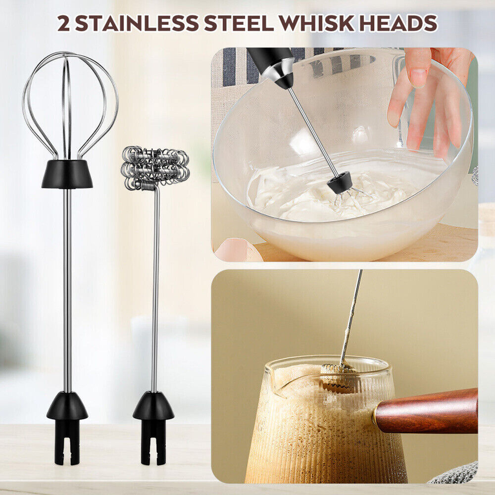 Handheld Milk Frother Electric Whisk USB Rechargeable Foam Maker 3 Speed Levels