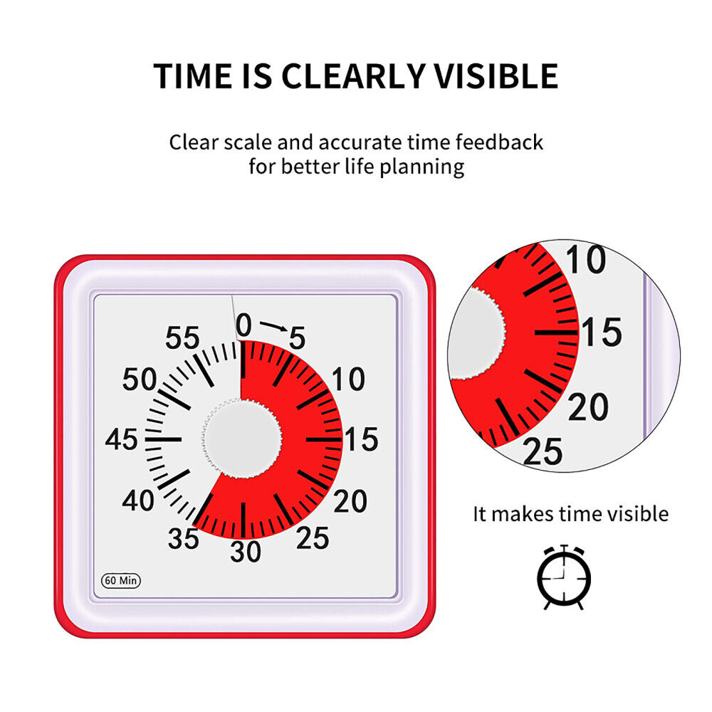 60 Minute Visual Analog Timer Silent Timer Time Management Tool Countdown Clock