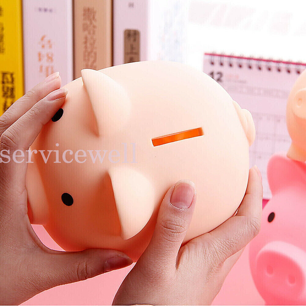 Toy Kids Gift Coin Money Save Openable Box Pig Cash Tin Piggy Bank Plastic Cute