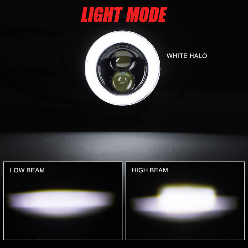 2x Motorcycle LED Spot Lights White HALO Headlight Driving Fog Lamp Offroad ATV