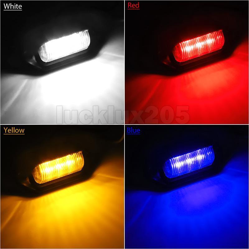 10pcs 6 LED License Number Plate Light Side Lamp for Truck SUV Trailer Lorry 12/24V