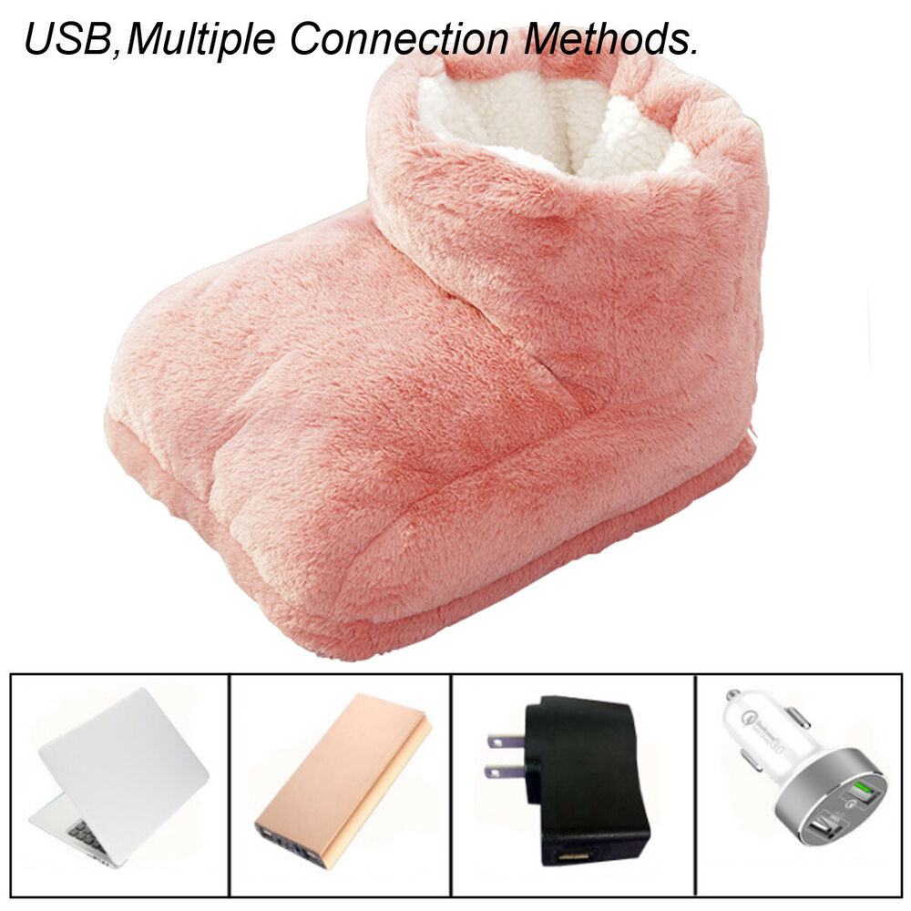 Foot Warmer Electric Shoes Plush Warming Slipper USB Feet Heating Winter