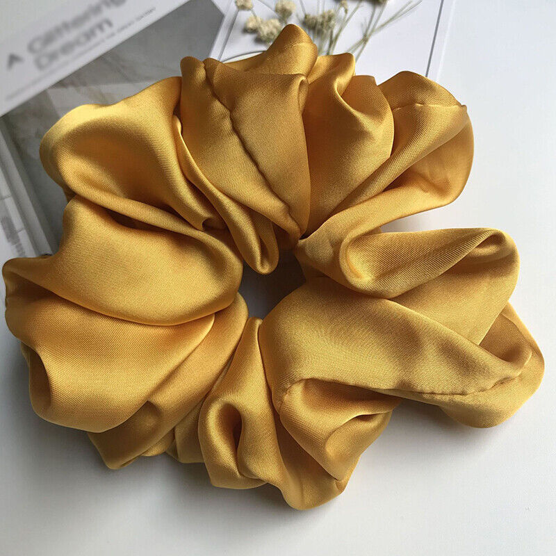 Oversized Elastic Silk Hair Band Ring Rope Tie Womens Simple Satin Scrunchies