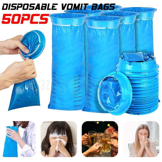 50 Sick Bags Vomit Bags Emesis Calibrated 1 Litre Infection Control Secure Tie