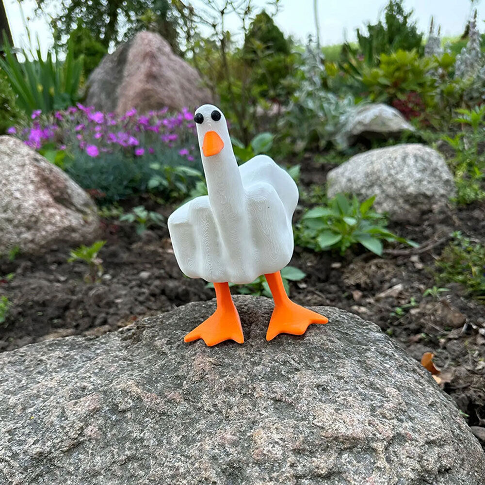 Funny Little Duck Resin Figurine Ornament Decor, Cute Middle Finger Duck Craft