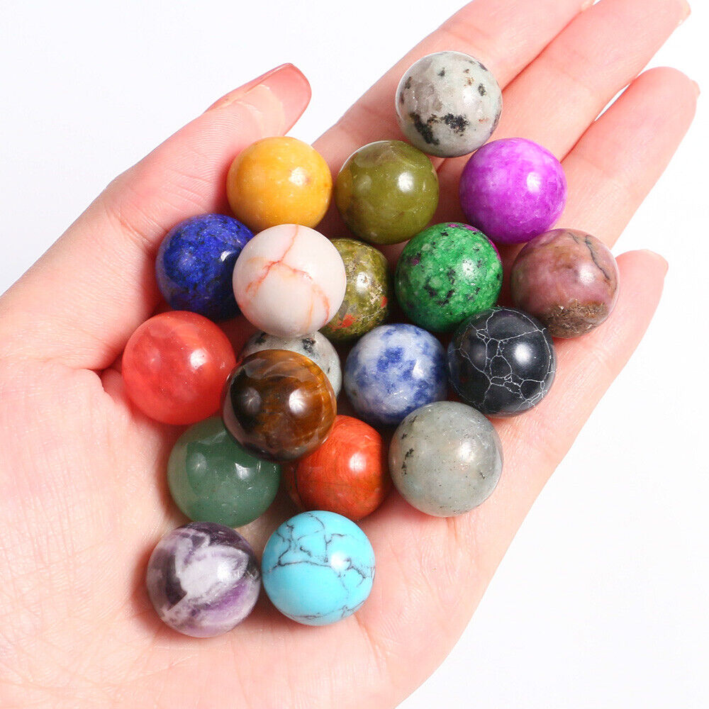 10pcs Natural Mixed Sphere Quartz Crystal Carved Gem Ball Reiki Healing 15mm