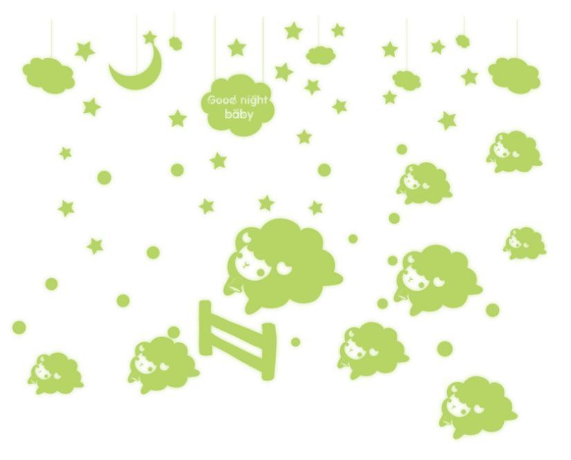 Glow In The Dark Sheep Stars Removable Decal Wall Stickers Living Room Bedroom