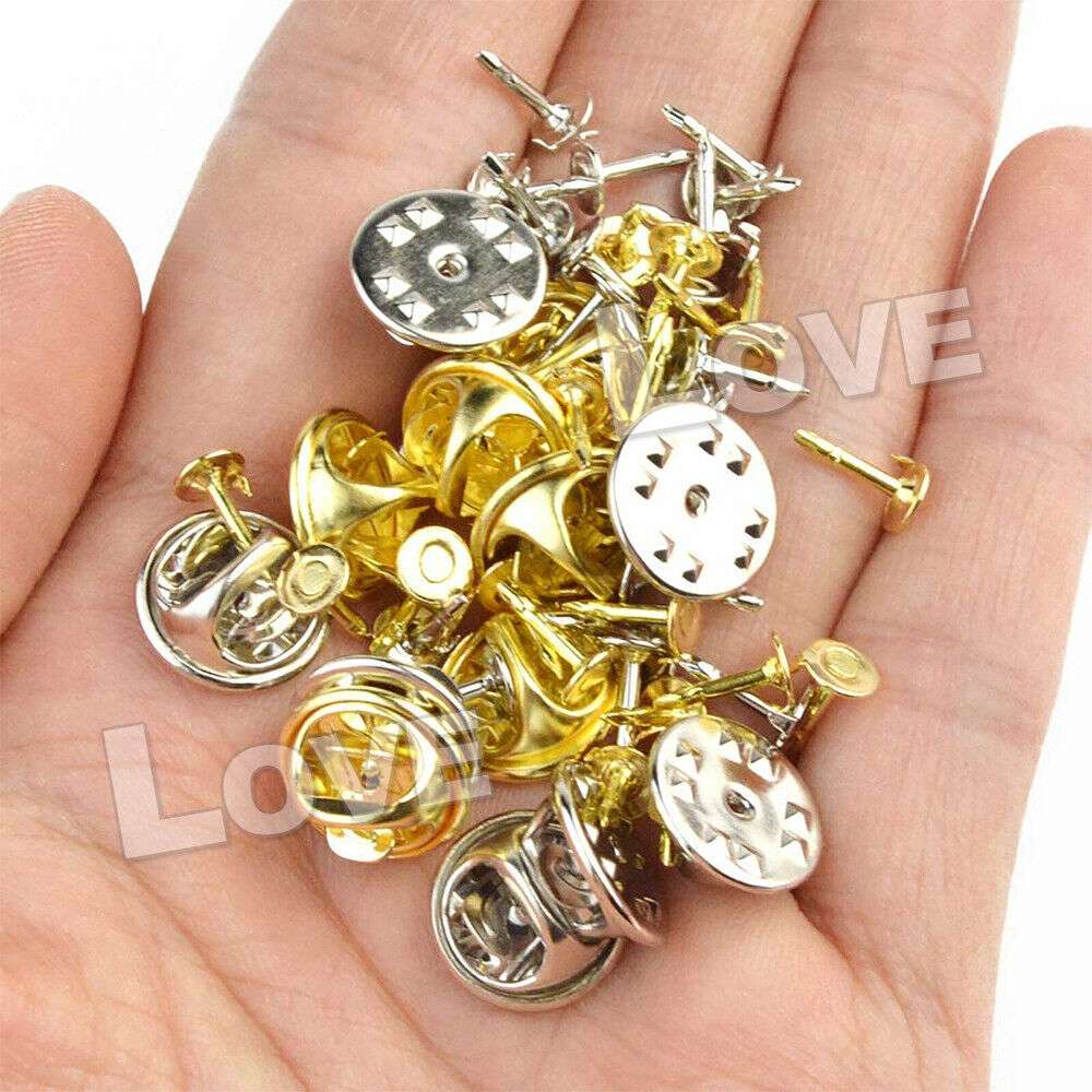 50pcs Butterfly Clutch Tie Tacks Pin Backs Replacement With Blank Pins