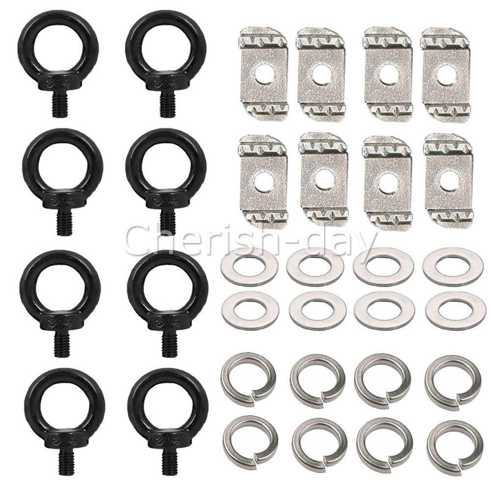 M8 Eye Bolts Tie Down Kit of 6 for Rhino Rack Pioneer Platform Roof Rack Black