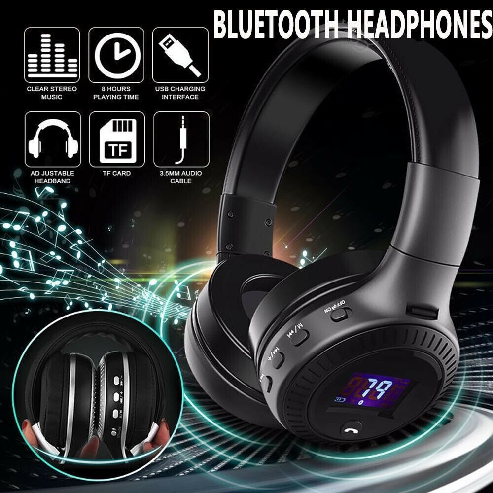 Wireless Headphones Bluetooth Noise Cancelling Stereo Earphones Over Ear Headset