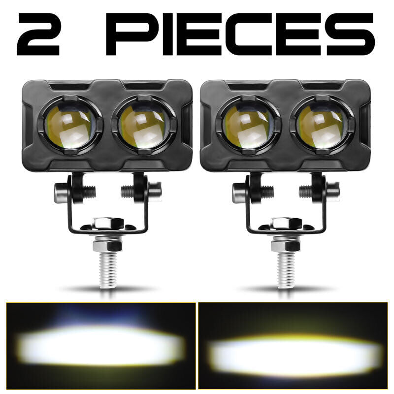 2x Mini Motorcycle LED Spot Light Headlight Driving Fog Lamp White Truck 12V 24V