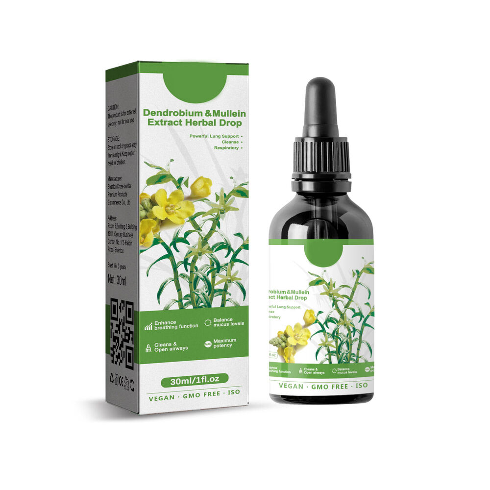 3x Dendrobium & Mullein Extract Powerful Lung Cleanse & Respiratory Drops 30ml